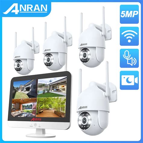 Best Seller [Extra HD 5MP+ All in One] ANRAN Wireless Security Camera System with 13" LCD Monitor NVR 1TB Hard Drive,4Pcs WiFi Surveillance Outdoor IP Cameras, Night Vision, Waterproof, Motion Alert, Remote View