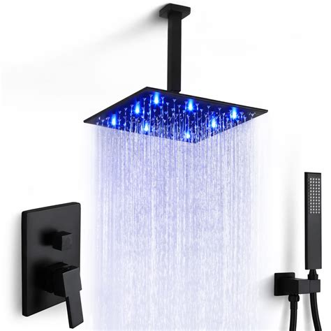 12 Inch Rain Shower System Chrome Bathroom Shower Faucet Set Complete Bathtub Shower Combo Chrome Luxury Shower Fixtures Pressure Balance Shower Valve and Trim Kit