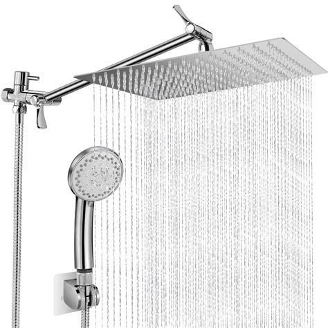 12 Inch Rain Shower System Chrome Bathroom Shower Faucet Set Complete Bathtub Shower Combo Chrome Luxury Shower Fixtures Pressure Balance Shower Valve and Trim Kit