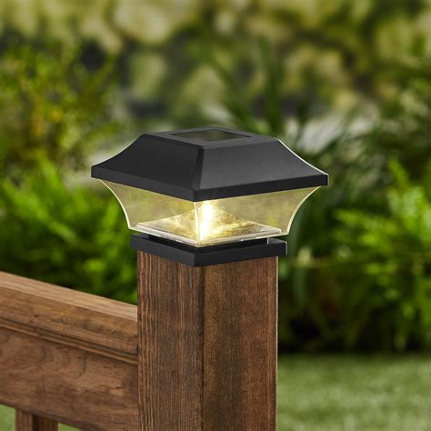 2-Pack Solar Black Post Cap Lights for 6" X 6" Vinyl/PVC or Wood Posts With White LEDs-GREEN NATURAL SOLAR