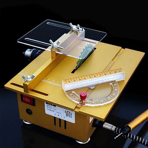 BoTaiDaHong Multifunctional Mini Table Saw Woodworking 100W 7000RPM Benchtop Table Saw Cutting Polishing Carving Machine Accurate Woodworking Precision Miniature Table Saw DC 24V