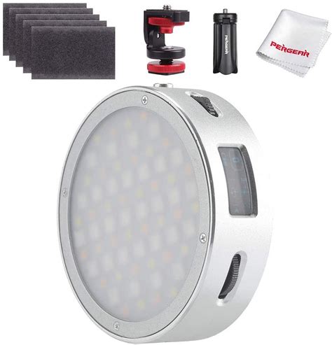 Godox R1 Round RGB LED Video Light,CRI 98 TLCI 97 Accurate Color,2500K-8500K Adjustable,Music Beats Light Function and 14 FX Lighting Effects,Aluminum Alloy Shell and Magnetic Quick Install(Silver)