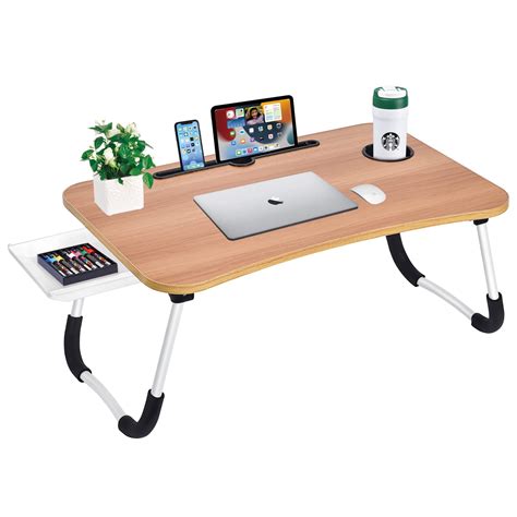 Get Special Price JASJON Laptop Bed Stand Table for Bed Sofa Couch Floor Multifunctional Lap Desk for Reading Writing Adjustable Angles and Heights Foldable Legs Portable Table to use Every Where with USB Cooling Fan