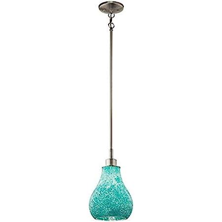 Kichler Crystal Ball 12.75 inch 1 Light Mini Pendant with Blue Mosaic Glass in Brushed Nickel