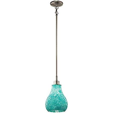 Kichler Crystal Ball 12.75 inch 1 Light Mini Pendant with Blue Mosaic Glass in Brushed Nickel