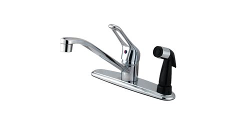 Free Shipping 🛒 Kingston Brass KB563 Wyndham Single Loop Handle Kitchen Faucet with Deck Black Sprayer, 8-Inch, Polished Chrome