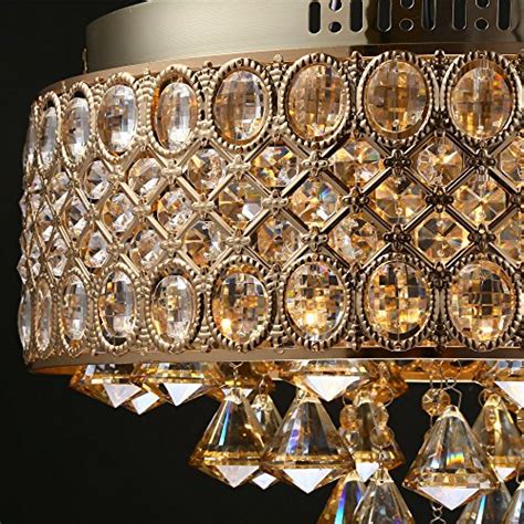 LightInTheBox Modern 4 Lights Gold Diamond Shapes Crystal Chandelier Designers Round Flush Mount Ceiling Lighting Fixture (Gold)