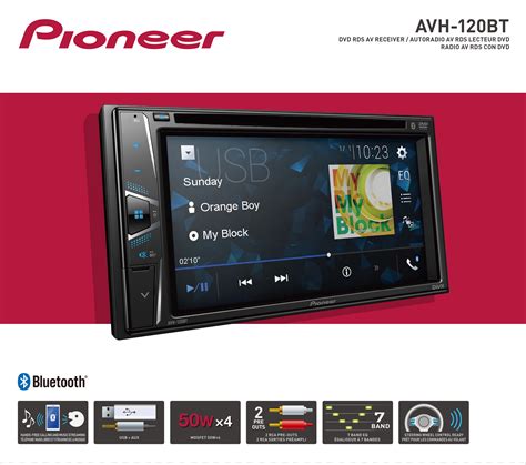 Pioneer AVH-120BT 6.2 Inch Double Din DVD/MP3/CD Player with Touchscreen Bluetooth.