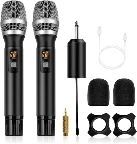 One-Day Sale: Up to 50% Off Wireless Microphone WOQED Karaoke Microphone System for Singing Dual Metal Cordless Dynamic Mic Set with Receiver for Party, Home, Meeting, Wedding, Church